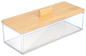 Κουτί Αποθήκευσης Μπάνιου Bamboo Essentials 02-17668 23.3x9.4x8.8cm Clear-Natural Estia Πλαστικό,Bamboo