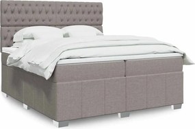 vidaXL Κρεβάτι Boxspring με Στρώμα Taupe 200x200 εκ. Υφασμάτινο