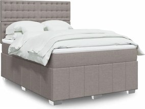 vidaXL Κρεβάτι Boxspring με Στρώμα Taupe 140x190 εκ. Υφασμάτινο
