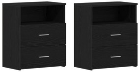 vidaXL Κομοδίνα 2 τμχ Μαύρο Δρυς 50x32x60εκ Επεξεργασμένο Ξύλο