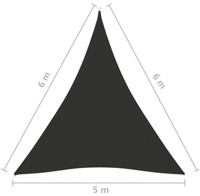 Πανί Σκίασης Τρίγωνο Ανθρακί 5 x 6 x 6 μ. από Ύφασμα Oxford 135126