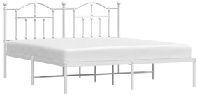 Πλαίσιο Κρεβατιού με Κεφαλάρι Λευκό 160x200 εκ. Μεταλλικό - Λευκό