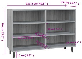 vidaXL Ραφιέρα Γκρι Sonoma 103,5 x 35 x 70 εκ. από Μοριοσανίδα