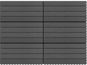 vidaXL Πλακάκι Δαπέδου 6 pcs Μαύρο 60 x 30 cm WPC