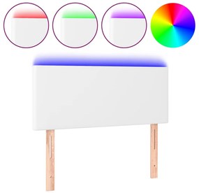 vidaXL Κεφαλάρι Κρεβατιού LED Λευκό 80x5x78/88 εκ. από Συνθετικό Δέρμα