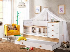 Βρεφική πολυμορφική κούνια NATURA BABY  with Telescopic Rail Λευκό + Φυσικό χρώμα  ΝΑ-1015  80x180εκ.  Cilek