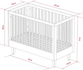 Βρεφικό κρεβάτι Lounge ΙΙ-Leuko - 75.00Χ144.50Χ97.00cm