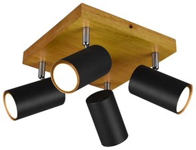 Φωτιστικό Οροφής - Σποτ Marley 812400432 4xGU10 35W 22x22x16cm Black Mat Trio Lighting Metal,Wood