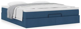 vidaXL Οθωμανικό κρεβάτι με στρώμα μπλε 160x200cm ύφασμα