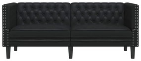 vidaXL Καναπές Chesterfield Μαύρο 174 x 74.5 x 70.5 εκ. Τεχνητό δέρμα