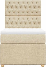 vidaXL Κρεβάτι Boxspring με Στρώμα Κρεμ 80 x 200 εκ. Υφασμάτινο