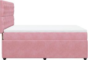 vidaXL Κρεβάτι Boxspring με Στρώμα Ροζ 160x200 εκ. Βελούδινο
