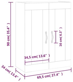 Ντουλάπι Τοίχου Γκρι Sonoma 69,5 x 34 x 90 εκ. - Γκρι