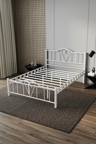 Stewehome Orkide διπλό μεταλλικό κρεβάτι λευκό ρομαντικό 150x200 cm
