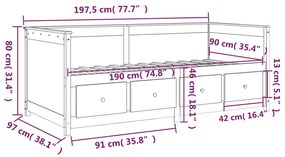 Καναπές Κρεβάτι Χωρίς Στρώμα 90x190 εκ. Μασίφ Ξύλο Πεύκου - Καφέ