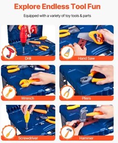 VEVOR Kids Workbench 56 pcs Tool Bench with Realistic Tools and Electric Drill