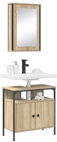 vidaXL Σετ Επίπλων Μπάνιου με ράφι με πόρτα 2 pcs Καφέ 60 x 30 x 60 cm