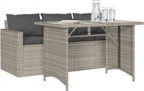 vidaXL Σετ Τραπεζαρίας Κήπου 2 τεμ. Γκρι Συνθ. Ρατάν με Μαξιλάρια