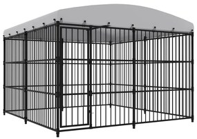 Κλουβί Σκύλου Εξωτερικού Χώρου 300 x 300 x 210 εκ. με Στέγαστρο - Μαύρο