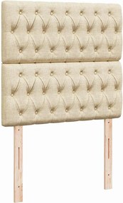 vidaXL Κρεβάτι Boxspring με Στρώμα Κρεμ 90x190 εκ.Υφασμάτινο