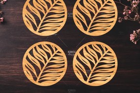 Σετ των 2 Intra απο ξύλο plywood 3mm-4mm πάχος Botanical Cup Coaster File Cut Δίασταση 15x15 cm INTRAFABR-121341088