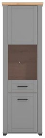 Βιτρίνα Valencia 1K VS1 Γκρί - Artisan Oak - Γκρί Μάττ 61x41x195 εκ. 61x41x195 εκ.