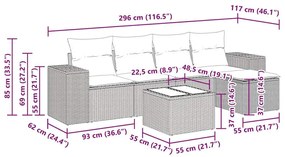 Σετ Καναπέ Κήπου 6 τεμ. Μπεζ Συνθετικό Ρατάν με Μαξιλάρια - Μπεζ