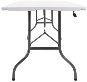 vidaXL Τραπέζι Κήπου Πτυσσόμενο Λευκό 180 x 72 x 72 εκ. από HDPE