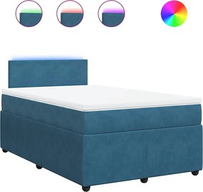 vidaXL Κρεβάτι Boxspring με Στρώμα Μπλε 120x200 εκ. Βελούδινο