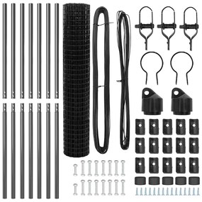 vidaXL Τεντώτο με στήριγμα Γκρι 1,5 x 10 m Χάλυβας και PVC