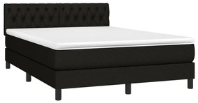vidaXL Κρεβάτι Boxspring με Στρώμα &amp; LED Μαύρο 140x200 εκ. Υφασμάτινο
