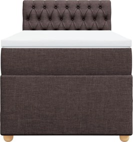 vidaXL Κρεβάτι Boxspring με Στρώμα Σκούρο Καφέ 80x200 εκ. Υφασμάτινο
