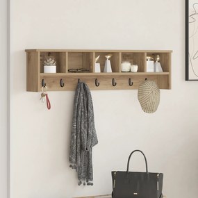 vidaXL Τοίχου Κρεμάστρα με ράφι artisan δρυς 100 x 16 x 26 εκ