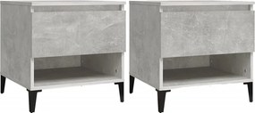 vidaXL Βοηθητικά Τραπέζια 2 τεμ Γκρι Σκυροδ. 50x46x50 εκ. Επεξ. Ξύλο
