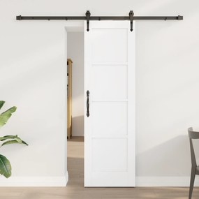 vidaXL Συρόμενη Πόρτα με Σετ Υλικών Λευκή 61x198.5 εκ. Στερεό Ξύλο Πεύκου