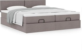 vidaXL Οθωμανικό κρεβάτι με στρώματα Taupe 200x200cm ύφασμα