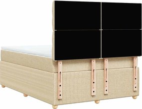 vidaXL Κρεβάτι Boxspring με Στρώμα Κρεμ 140x190 εκ. Υφασμάτινο
