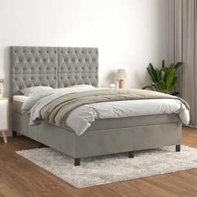 ΚΡΕΒΑΤΙ BOXSPRING ΜΕ ΣΤΡΩΜΑ ΑΝΟΙΧΤΟ ΓΚΡΙ 140X190 ΕΚ. ΒΕΛΟΥΔΙΝΟ 3143199