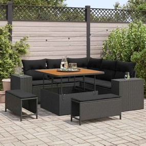 vidaXL Σετ Καναπέ Κήπου 8 pcs Μαύρο συνθετικό ρατάν