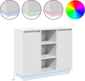 vidaXL Πλευρικό Τραπέζι LED Λευκό 90 x 32 x 75 εκ. Επεξεργασμένο ξύλο