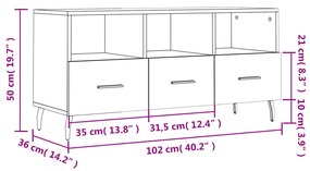 Έπιπλο Τηλεόρασης Καπνιστή Δρυς 102 x 36 x 50 εκ. Επεξεργ. Ξύλο - Καφέ