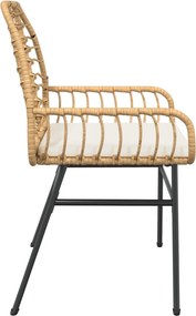 vidaXL Καρέκλες Κήπου 2 τεμ. Καφέ Συνθ. Ρατάν + Μαξιλάρια