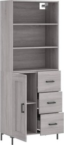 VidaXL Ντουλάπι Γκρι Sonoma 69,5 x 34 x 180 εκ. Επεξεργασμένο Ξύλο