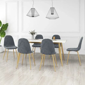 vidaXL Καρέκλες Τραπεζαρίας 6 τεμ. Σκ. Γκρι Βελούδινες
