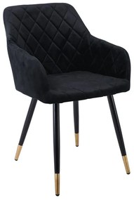 WOODWELL RENA Πολυθρόνα Μέταλλο Βαφή Μαύρο, Ύφασμα Velure, Απόχρωση Μαύρο 53x59x85cm ΕΜ785,4