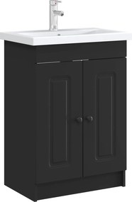 vidaXL Ντουλάπι κάτω από τον νιπτήρα Μαύρο 56 x 37,5 x 81 εκ