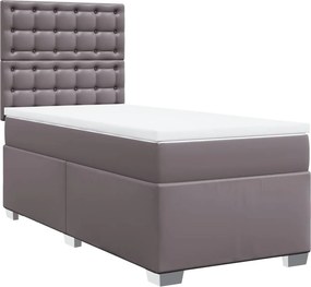 vidaXL Κρεβάτι Boxspring με Στρώμα Γκρι 90x190 εκ. από Συνθετικό Δέρμα