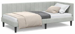 vidaXL Κρεβάτι Γωνίας με κεφαλάρι Ανοιχτό γκρι 90 x 190 cm Βελούδο