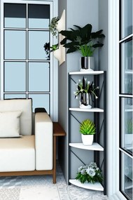 Stewehome Μεταλλική γωνιακή ραφιέρα με 4 ράφια διακοσμητική και πολυλειτουργική