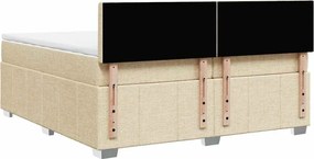 vidaXL Κρεβάτι Boxspring με Στρώμα Κρεμ 200x200 εκ. Υφασμάτινο